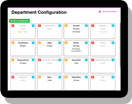 POS System Screen with Product Configuration tools on Display